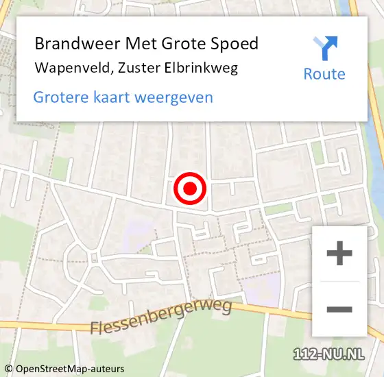 Locatie op kaart van de 112 melding: Brandweer Met Grote Spoed Naar Wapenveld, Zuster Elbrinkweg op 24 april 2022 15:00