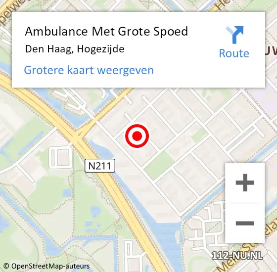 Locatie op kaart van de 112 melding: Ambulance Met Grote Spoed Naar Den Haag, Hogezijde op 24 april 2022 15:12