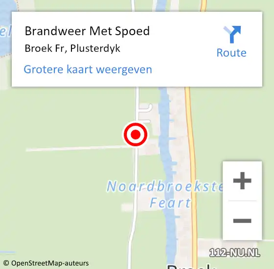 Locatie op kaart van de 112 melding: Brandweer Met Spoed Naar Broek Fr, Plusterdyk op 15 juli 2014 13:09