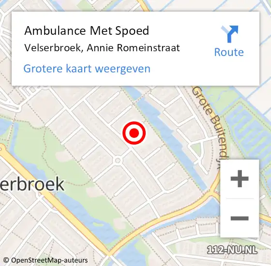 Locatie op kaart van de 112 melding: Ambulance Met Spoed Naar Velserbroek, Annie Romeinstraat op 24 april 2022 15:35