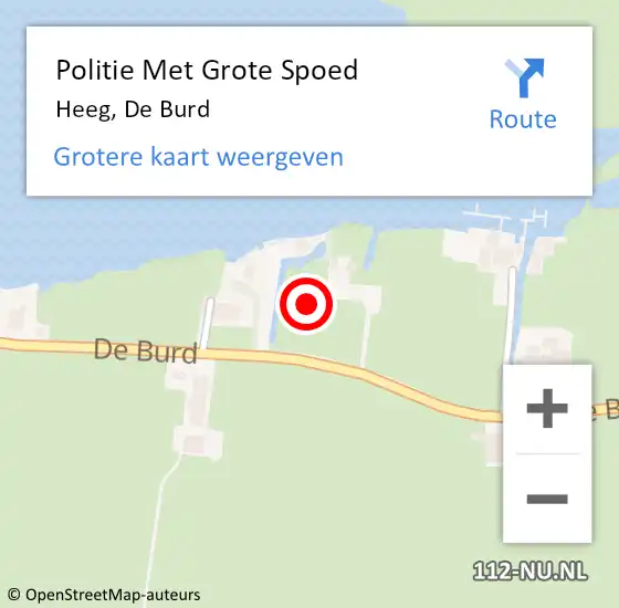 Locatie op kaart van de 112 melding: Politie Met Grote Spoed Naar Heeg, De Burd op 24 april 2022 15:41