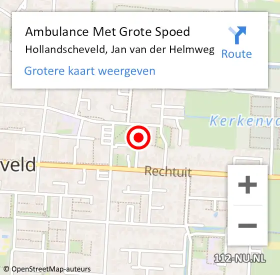 Locatie op kaart van de 112 melding: Ambulance Met Grote Spoed Naar Hollandscheveld, Jan van der Helmweg op 24 april 2022 16:00