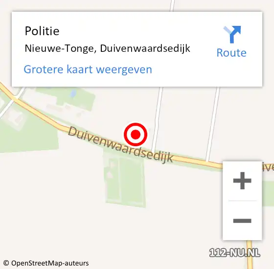 Locatie op kaart van de 112 melding: Politie Nieuwe-Tonge, Duivenwaardsedijk op 24 april 2022 16:11