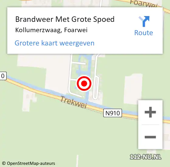 Locatie op kaart van de 112 melding: Brandweer Met Grote Spoed Naar Kollumerzwaag, Foarwei op 24 april 2022 16:13