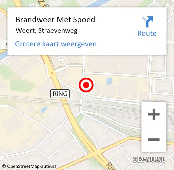 Locatie op kaart van de 112 melding: Brandweer Met Spoed Naar Weert, Straevenweg op 24 april 2022 16:14