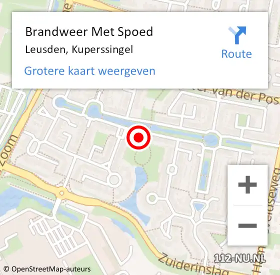 Locatie op kaart van de 112 melding: Brandweer Met Spoed Naar Leusden, Kuperssingel op 24 april 2022 16:16