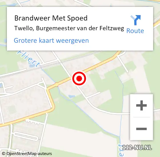 Locatie op kaart van de 112 melding: Brandweer Met Spoed Naar Twello, Burgemeester van der Feltzweg op 24 april 2022 16:19