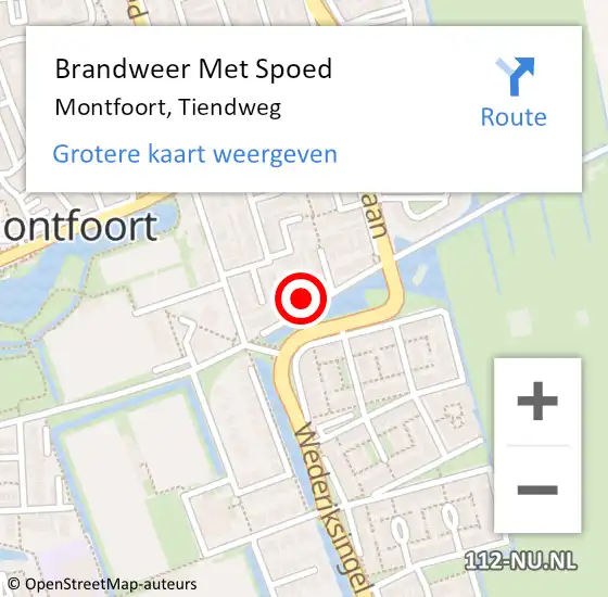 Locatie op kaart van de 112 melding: Brandweer Met Spoed Naar Montfoort, Tiendweg op 24 april 2022 16:27