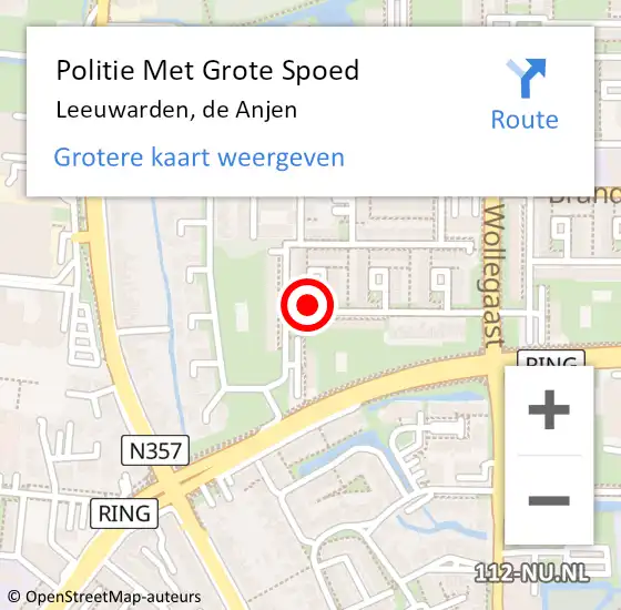 Locatie op kaart van de 112 melding: Politie Met Grote Spoed Naar Leeuwarden, de Anjen op 24 april 2022 16:33