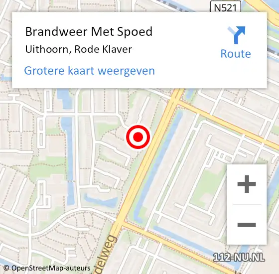 Locatie op kaart van de 112 melding: Brandweer Met Spoed Naar Uithoorn, Rode Klaver op 24 april 2022 16:55