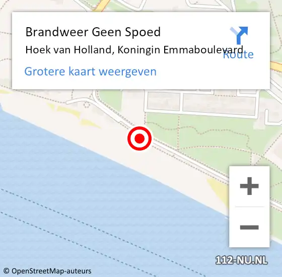 Locatie op kaart van de 112 melding: Brandweer Geen Spoed Naar Hoek van Holland, Koningin Emmaboulevard op 24 april 2022 16:55