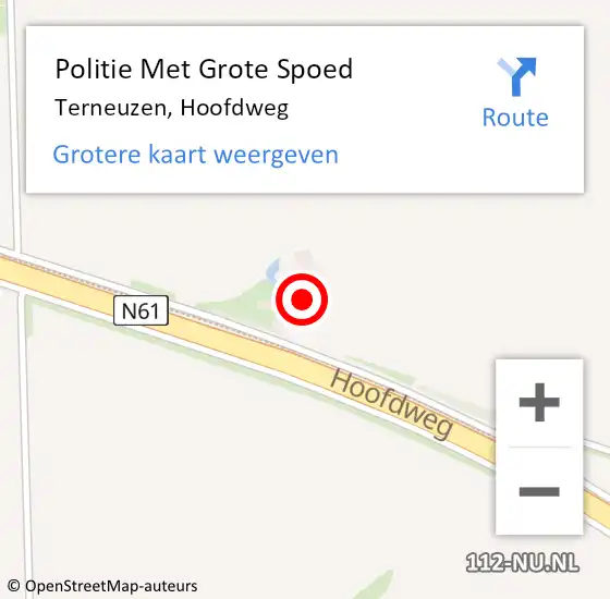 Locatie op kaart van de 112 melding: Politie Met Grote Spoed Naar Hoek, Hoofdweg op 24 april 2022 17:13