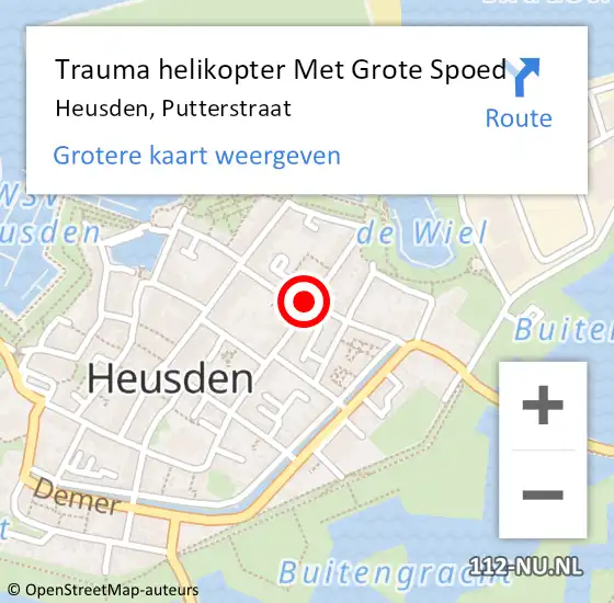 Locatie op kaart van de 112 melding: Trauma helikopter Met Grote Spoed Naar Heusden, Putterstraat op 24 april 2022 17:17