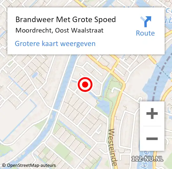 Locatie op kaart van de 112 melding: Brandweer Met Grote Spoed Naar Moordrecht, Oost Waalstraat op 24 april 2022 17:29