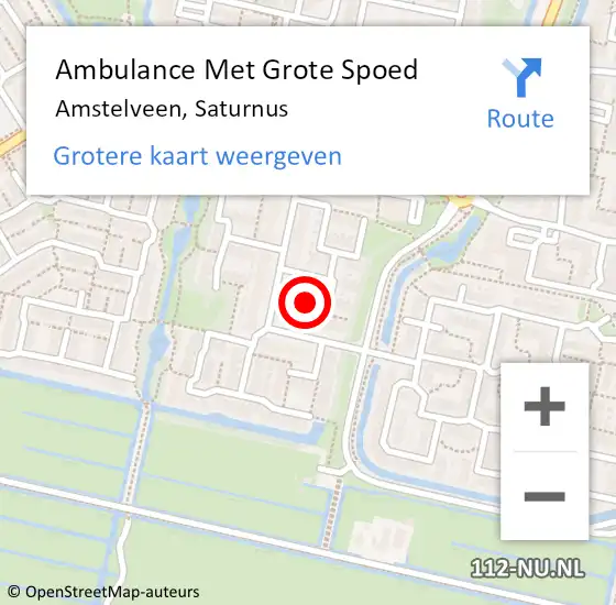 Locatie op kaart van de 112 melding: Ambulance Met Grote Spoed Naar Amstelveen, Saturnus op 24 april 2022 17:37