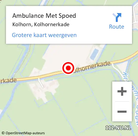 Locatie op kaart van de 112 melding: Ambulance Met Spoed Naar Kolhorn, Kolhornerkade op 24 april 2022 17:55
