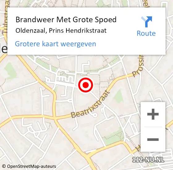 Locatie op kaart van de 112 melding: Brandweer Met Grote Spoed Naar Oldenzaal, Prins Hendrikstraat op 24 april 2022 18:01