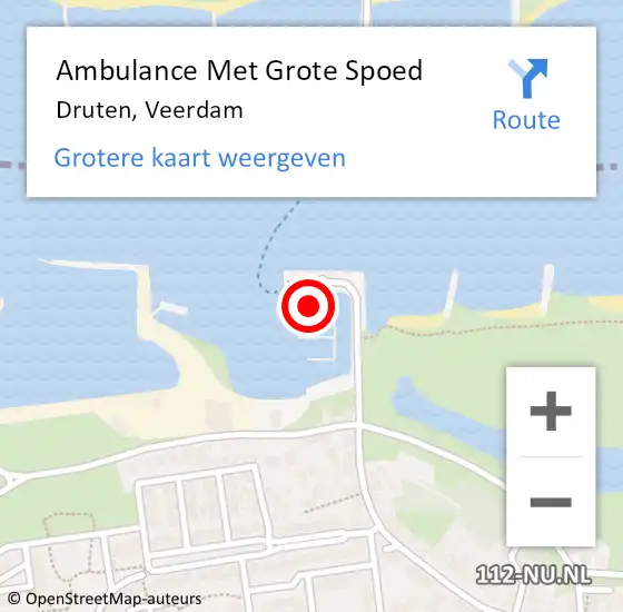 Locatie op kaart van de 112 melding: Ambulance Met Grote Spoed Naar Druten, Veerdam op 24 april 2022 18:03