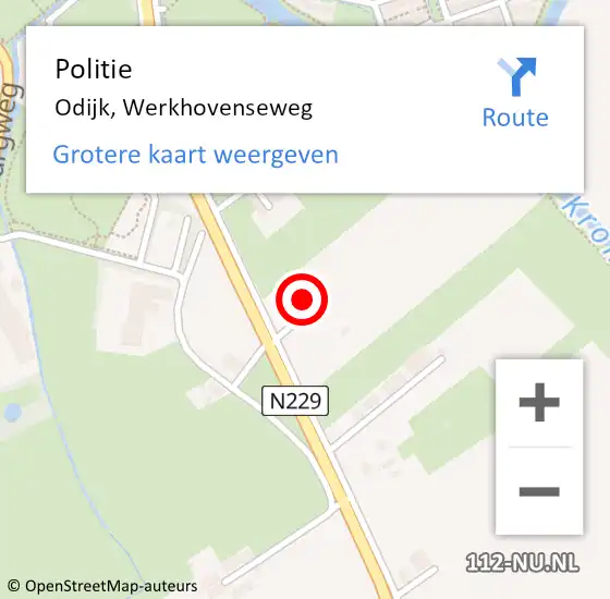 Locatie op kaart van de 112 melding: Politie Odijk, Werkhovenseweg op 24 april 2022 18:12