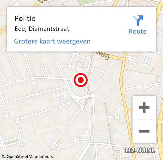 Locatie op kaart van de 112 melding: Politie Ede, Diamantstraat op 24 april 2022 18:23