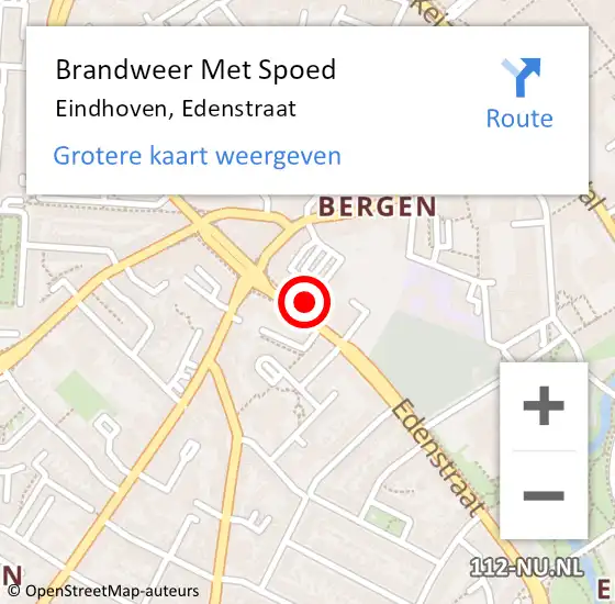 Locatie op kaart van de 112 melding: Brandweer Met Spoed Naar Eindhoven, Edenstraat op 24 april 2022 18:31