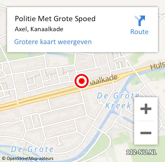 Locatie op kaart van de 112 melding: Politie Met Grote Spoed Naar Axel, Kanaalkade op 24 april 2022 19:04