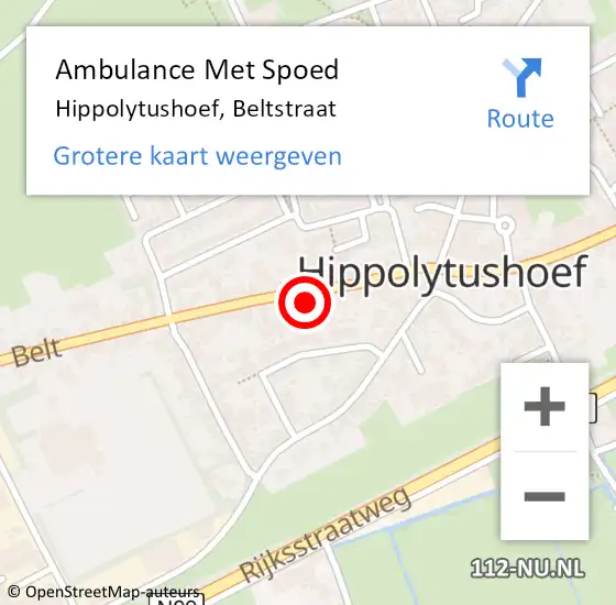 Locatie op kaart van de 112 melding: Ambulance Met Spoed Naar Hippolytushoef, Beltstraat op 24 april 2022 19:05