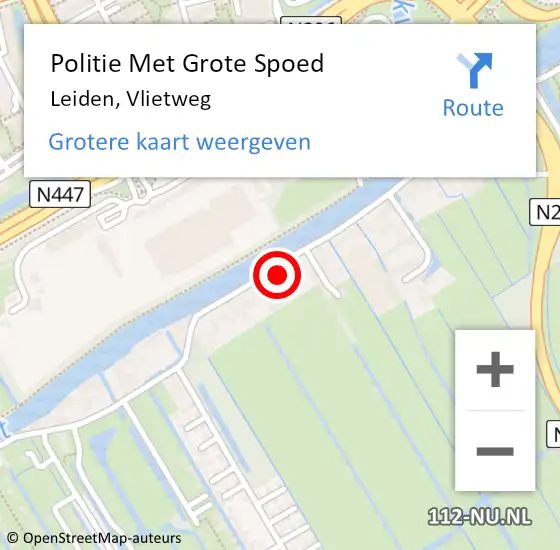 Locatie op kaart van de 112 melding: Politie Met Grote Spoed Naar Leiden, Vlietweg op 24 april 2022 19:13