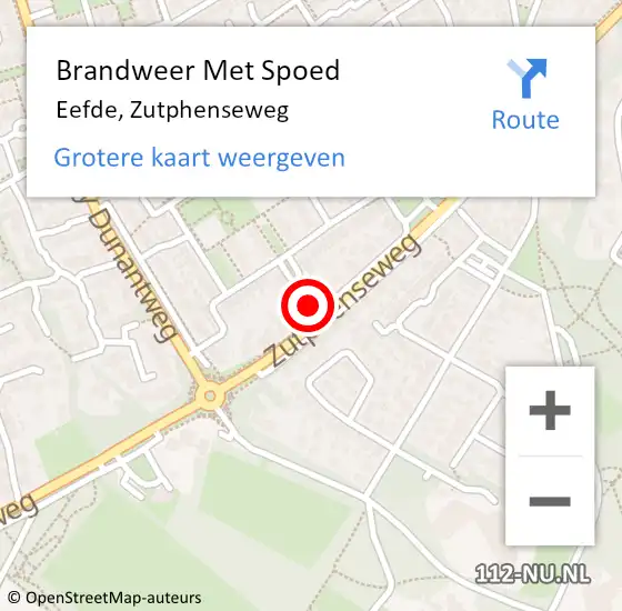 Locatie op kaart van de 112 melding: Brandweer Met Spoed Naar Eefde, Zutphenseweg op 24 april 2022 19:14