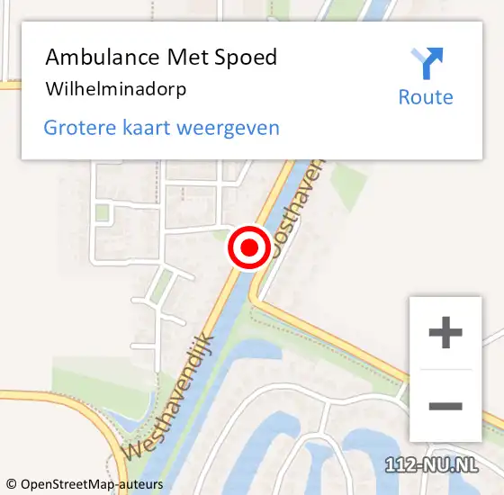 Locatie op kaart van de 112 melding: Ambulance Met Spoed Naar Wilhelminadorp op 15 juli 2014 13:28