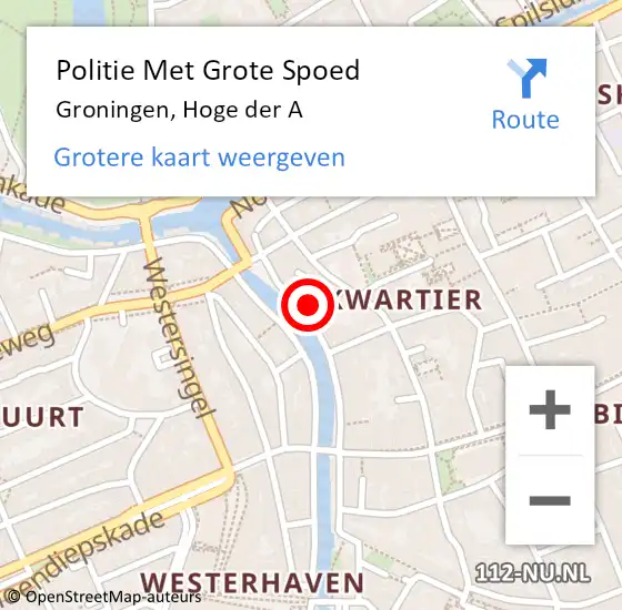 Locatie op kaart van de 112 melding: Politie Met Grote Spoed Naar Groningen, Hoge der A op 24 april 2022 19:33