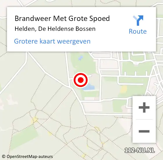 Locatie op kaart van de 112 melding: Brandweer Met Grote Spoed Naar Helden, De Heldense Bossen op 24 april 2022 19:39