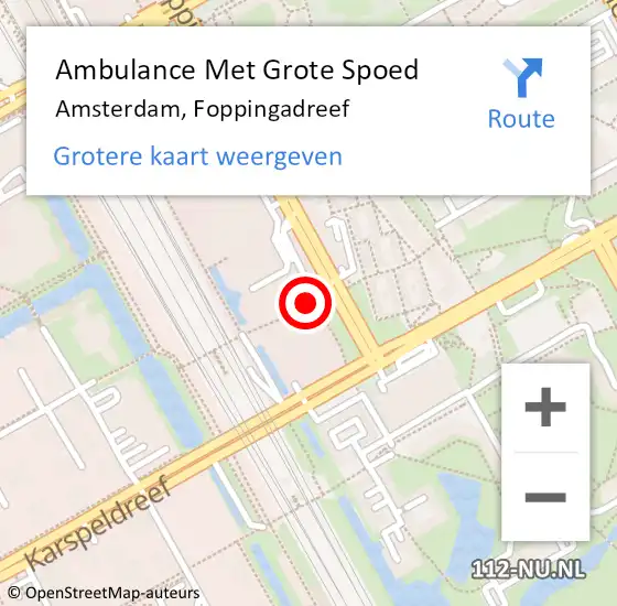 Locatie op kaart van de 112 melding: Ambulance Met Grote Spoed Naar Amsterdam-Zuidoost, Foppingadreef op 24 april 2022 19:40