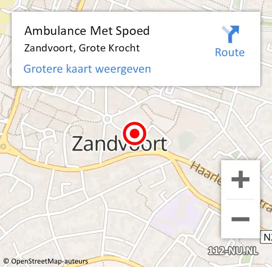 Locatie op kaart van de 112 melding: Ambulance Met Spoed Naar Zandvoort, Grote Krocht op 24 april 2022 19:42