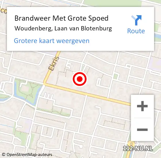 Locatie op kaart van de 112 melding: Brandweer Met Grote Spoed Naar Woudenberg, Laan van Blotenburg op 24 april 2022 19:42