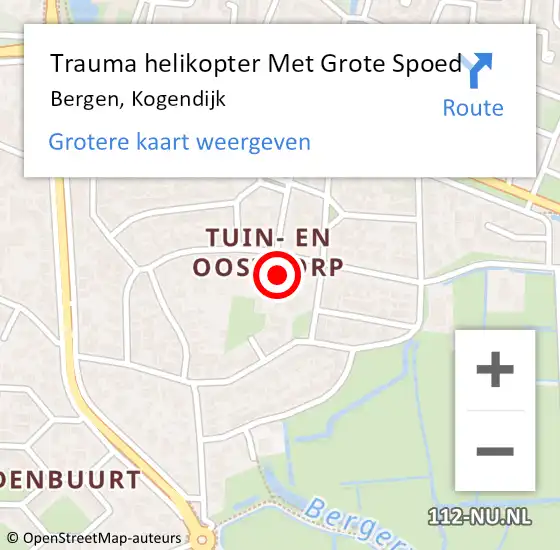 Locatie op kaart van de 112 melding: Trauma helikopter Met Grote Spoed Naar Bergen, Kogendijk op 24 april 2022 20:02