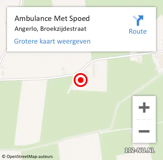 Locatie op kaart van de 112 melding: Ambulance Met Spoed Naar Angerlo, Broekzijdestraat op 24 april 2022 20:05