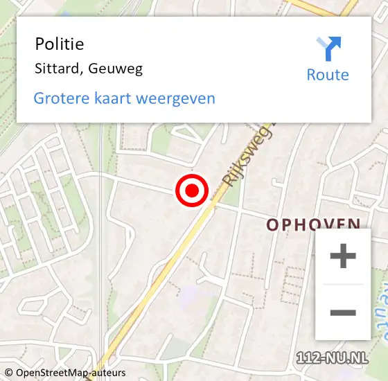 Locatie op kaart van de 112 melding: Politie Sittard, Geuweg op 24 april 2022 20:09