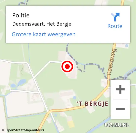 Locatie op kaart van de 112 melding: Politie Dedemsvaart, Het Bergje op 24 april 2022 20:28