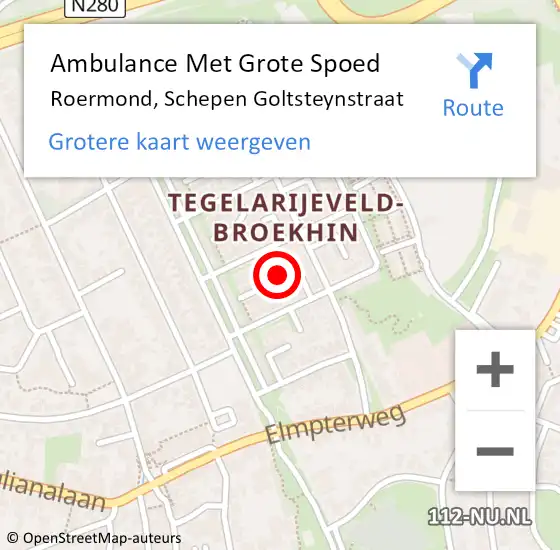 Locatie op kaart van de 112 melding: Ambulance Met Grote Spoed Naar Roermond, Schepen Goltsteynstraat op 24 april 2022 20:35