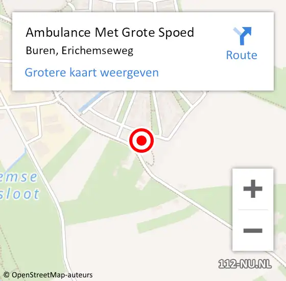 Locatie op kaart van de 112 melding: Ambulance Met Grote Spoed Naar Buren, Erichemseweg op 24 april 2022 20:40