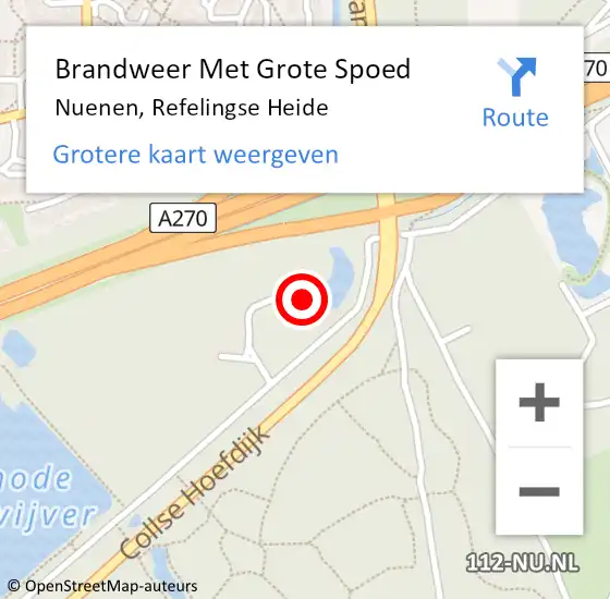 Locatie op kaart van de 112 melding: Brandweer Met Grote Spoed Naar Nuenen, Refelingse Heide op 24 april 2022 20:44