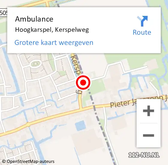 Locatie op kaart van de 112 melding: Ambulance Hoogkarspel, Kerspelweg op 24 april 2022 20:45