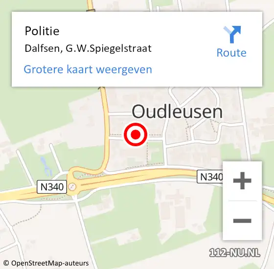 Locatie op kaart van de 112 melding: Politie Dalfsen, G.W.Spiegelstraat op 24 april 2022 20:53