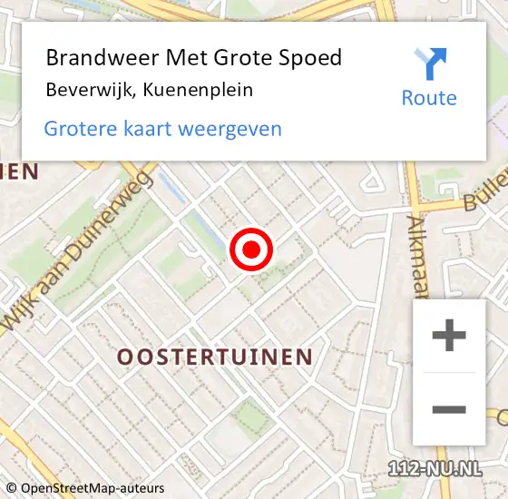 Locatie op kaart van de 112 melding: Brandweer Met Grote Spoed Naar Beverwijk, Kuenenplein op 24 april 2022 21:14