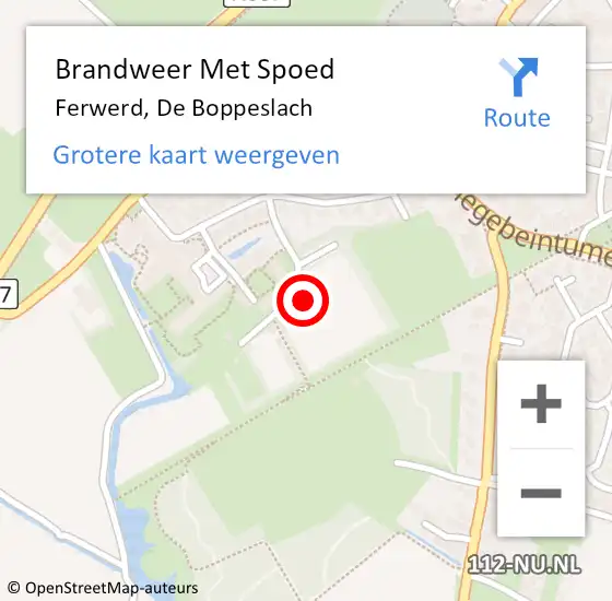 Locatie op kaart van de 112 melding: Brandweer Met Spoed Naar Ferwerd, De Boppeslach op 24 april 2022 21:30