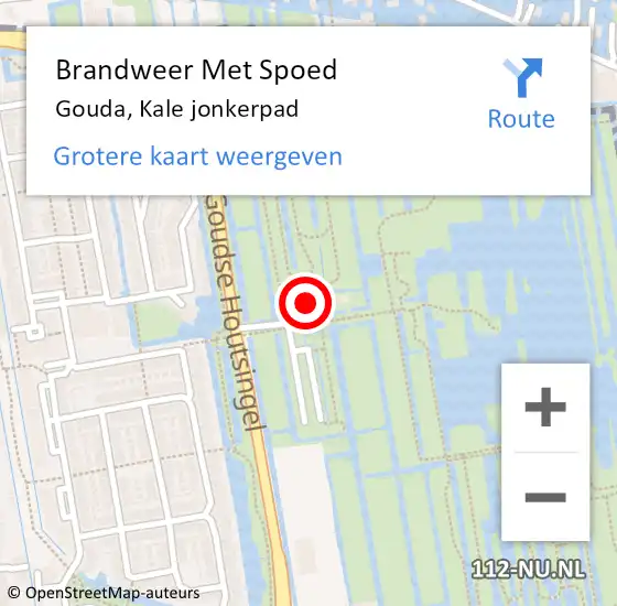 Locatie op kaart van de 112 melding: Brandweer Met Spoed Naar Gouda, Kale jonkerpad op 24 april 2022 21:30