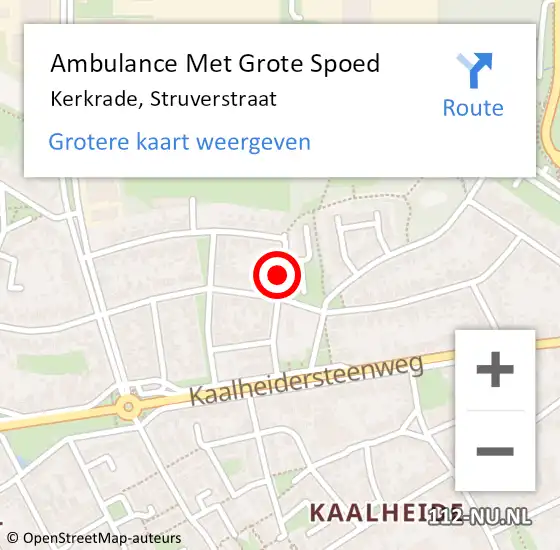 Locatie op kaart van de 112 melding: Ambulance Met Grote Spoed Naar Kerkrade, Struverstraat op 15 juli 2014 13:37