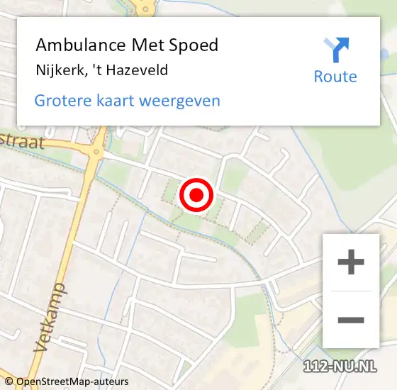 Locatie op kaart van de 112 melding: Ambulance Met Spoed Naar Nijkerk, 't Hazeveld op 24 april 2022 21:40