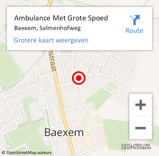 Locatie op kaart van de 112 melding: Ambulance Met Grote Spoed Naar Baexem, Salmenhofweg op 15 juli 2014 13:38